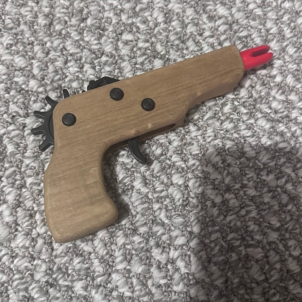 Wooden Toy Rubber band launcher tool
